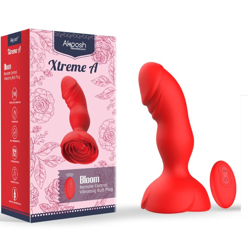 ARMONY - EXTREME A BLOOM ROSE VIBRATOR & ANAL PLUG REMOTE CONTROL RED - Kink&Play