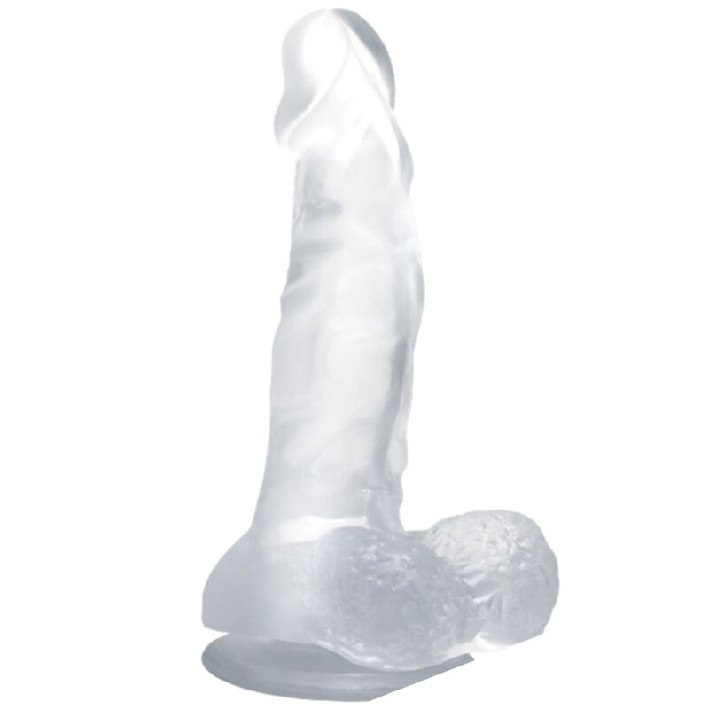 BAILE - REALISTIC DILDO WITH SUCTION CUP AND TESTICLES 16.7 CM TRANSPARENT - Kink&Play
