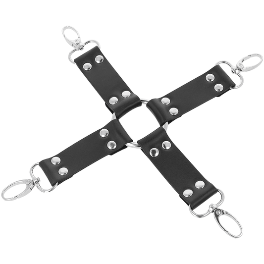 DARKNESS - LEATHER HANDCUFFS FOR FOOT AND HANDS BLACK - Kink&Play
