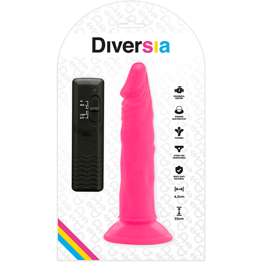 DIVERSIA - FLEXIBLE VIBRATING DILDO PINK 23 CM - O - 4.3 CM - Kink&Play