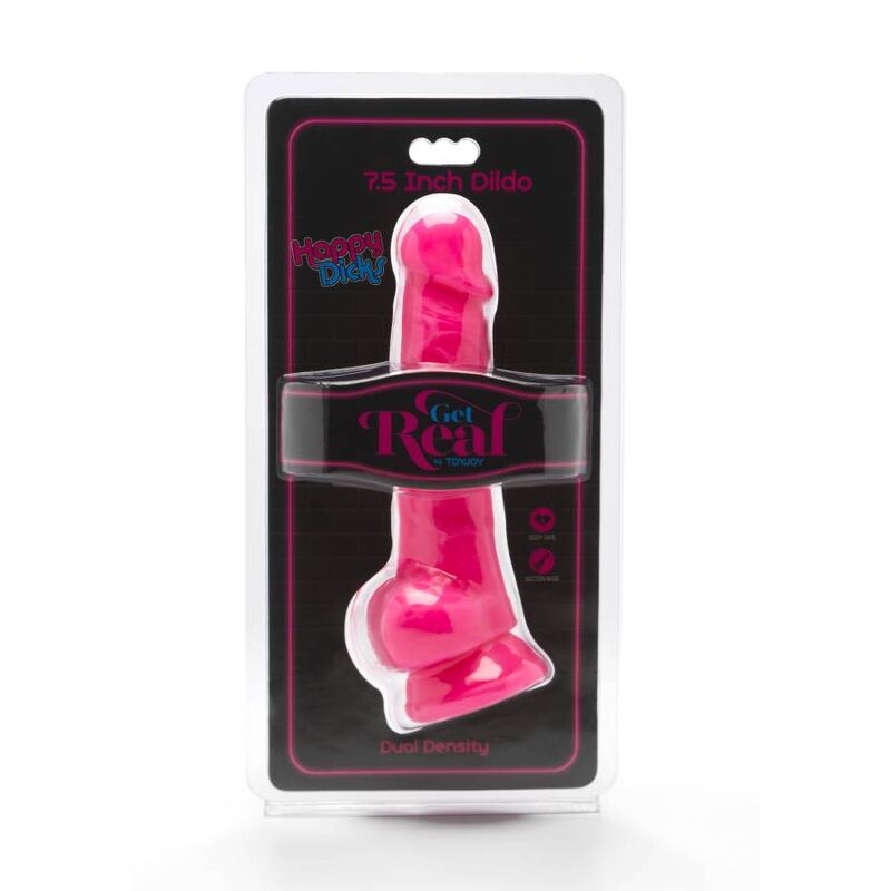 GET REAL - HAPPY DICKS 19 CM WITH BALLS PINK - Kink&Play