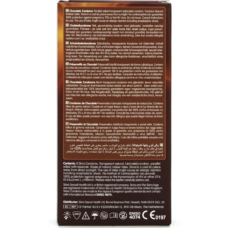 SKINS - CHOCOLATE PREMIUM CONDOMS PACK 8