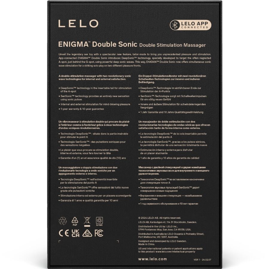 LELO - ENIGMA DOUBLE SONIC VIBRATOR POINT G SVART