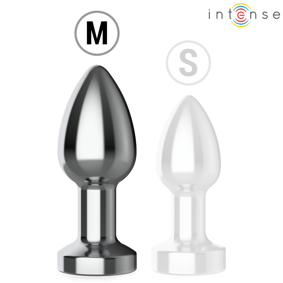 INTENS – VIBRERANDE ANALPLUGG I METALL MED LED-LAMPOR OCH FJÄRRKONTROLL – STORLEK M