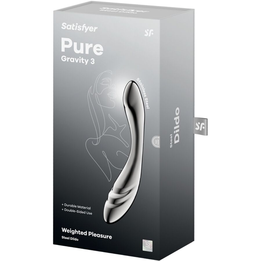 SATISFYER - PURE GRAVITY 3 DUBBELSIDIG DILDO I ROSTFRITT STÅL