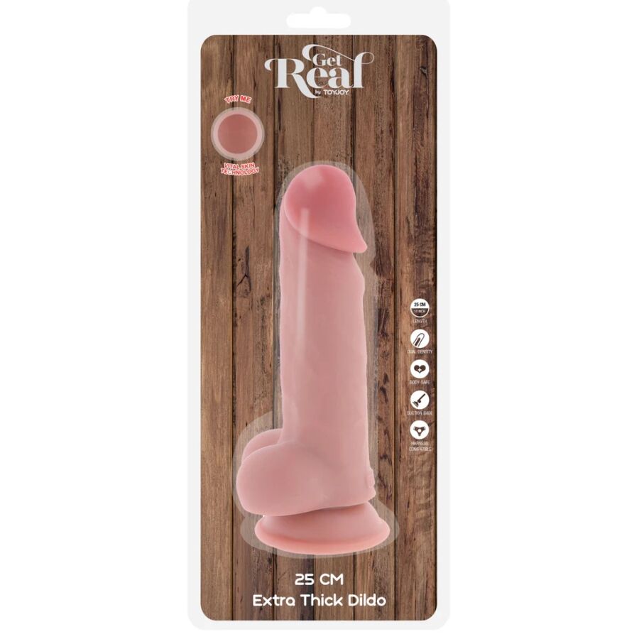 VAR ÄKTA - LYXIG REALISTISK PENIS MED TESTIKLAR EXTRA TJOCK 25 CM