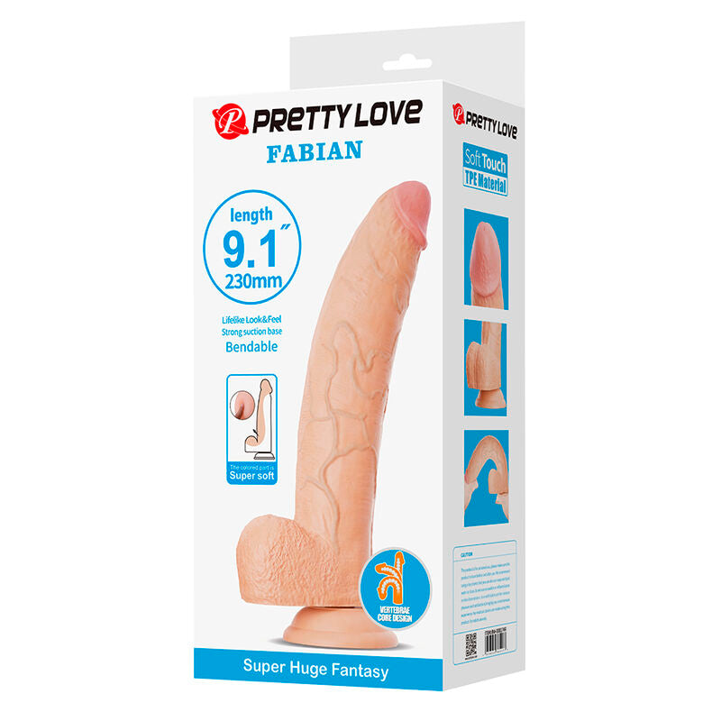 PRETTY LOVE - FABIAN FLEXIBLE DILDO WITH SUCTION CUP FLESH