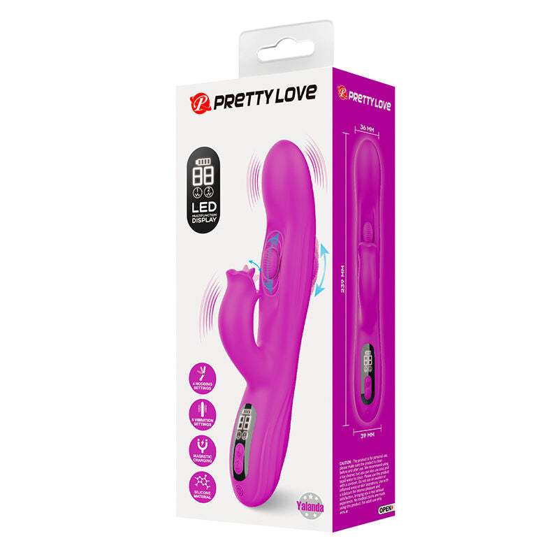 PRETTY LOVE - YALANDA RABBIT OSCILLATING VIBRATOR MED LED-DISPLAY LILA