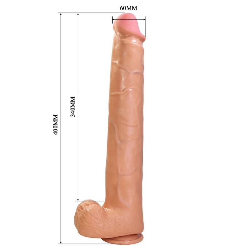 PRETTY LOVE - RAEL FLEXIBLE REALISTIC DILDO WITH SUCTION CUP 40 CM -Ø- 6 CM BROWN