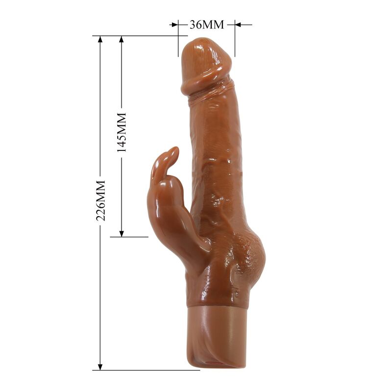 PRETTY LOVE - ELLISON REALISTIC RABBIT VIBRATOR 22.6 CM Ø 4.2 CM BROWN