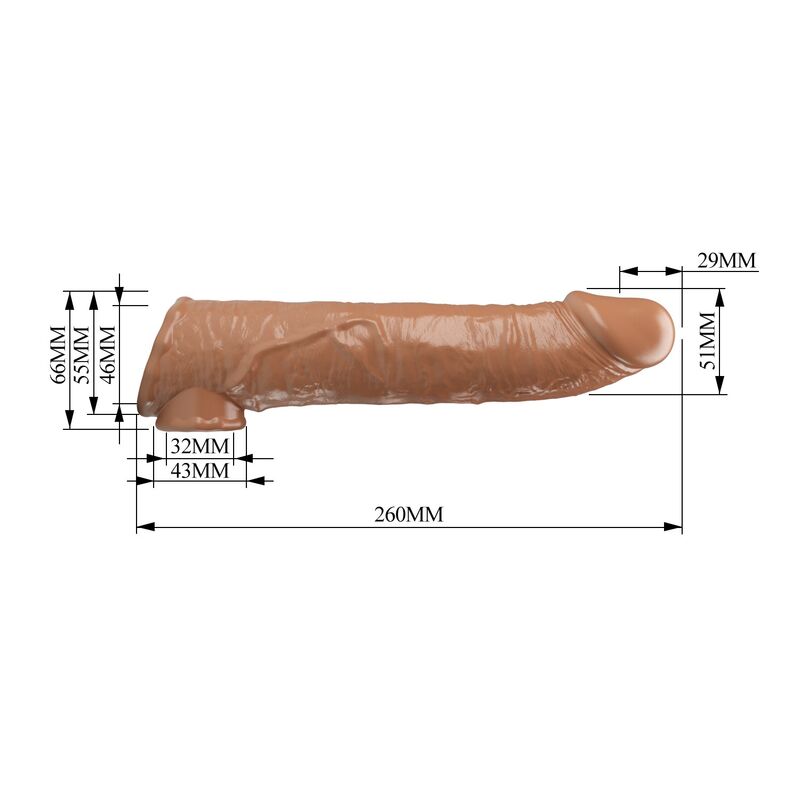 PRETTY LOVE - ADJUSTABLE PENIS EXTENSION SLEEVE 26 CM Ø 4 CM NATURAL