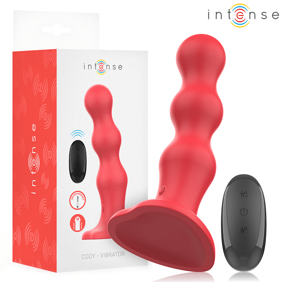 INTENSE - CODY VIBRATOR WITH SUCTION CUP RED REMOTE CONTROL - Kink&Play