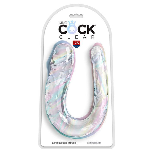 KING COCK - DOUBLE TROUBLE DOUBLE DILDO 44 CM CLEAR - Kink&Play
