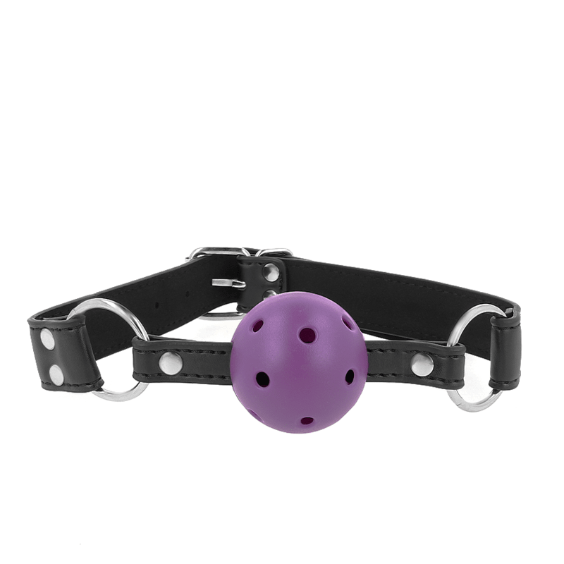 KINK - BREATHABLE BALL 4 CM GAG WITH DOUBLE RIVET PURPLE 62.5 x 2.5 CM ADJUSTABLE 42 - 58 CM - Kink&Play