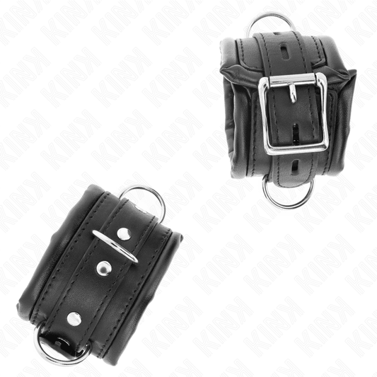KINK - HEAVY WRIST RESTRAINTS WITH BLACK FUR LINED ADJUSTABLE 20 - 30 CM X 6 CM - Kink&Play