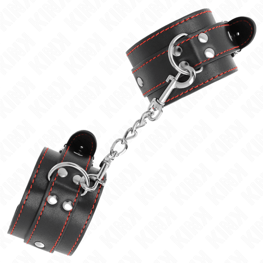 KINK - WRIST RESTRAINTS BLACK WITH RED LINING ADJUSTABLE 20 - 28 CM X 5.5 CM - Kink&Play