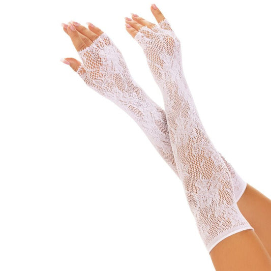 LEG AVENUE - FLORAL NETWORK FINGERLESS GLOVES BLACK - Kink&Play