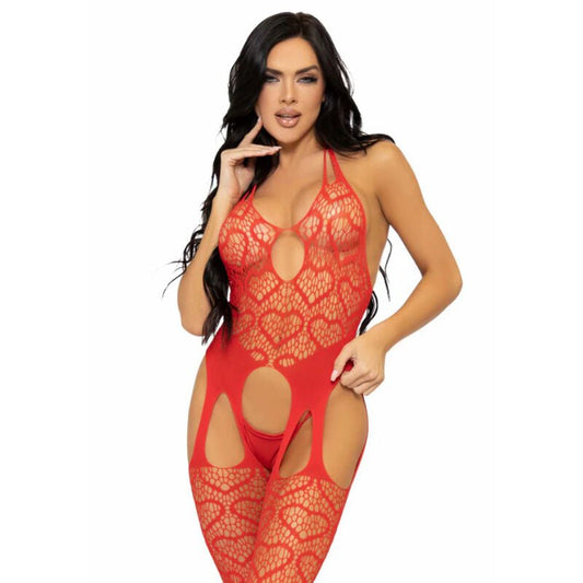 LEG AVENUE - NET BODYSTOCKING WITH STRAPS ONE SIZE - BLACK - Kink&Play