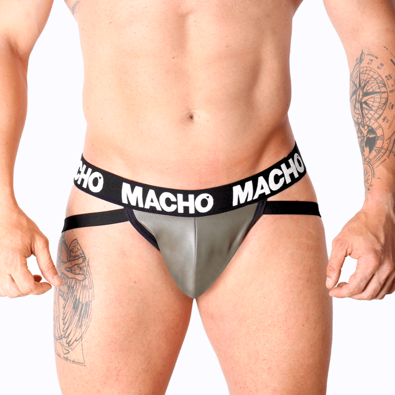 MACHO - MX27GR JOCK LEATHER GRAY BEIGE S - Kink&Play