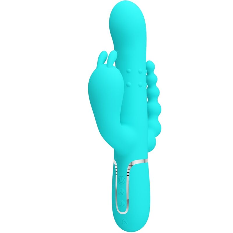 PRETTY LOVE - CAMMY 4 IN 1 MULTIFUNCTION TRIPPLE RABBIT VIBRATOR BLUE - Kink&Play