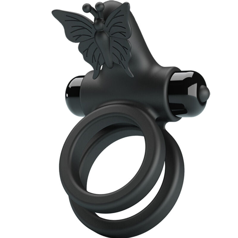 PRETTY LOVE - DOUBLE VIBRATING RING WITH BLACK STIMULATOR - Kink&Play