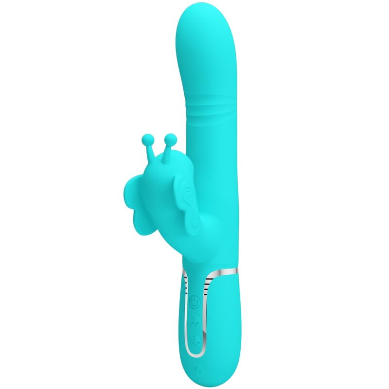 PRETTY LOVE - MULTIFUNCTION RABBIT VIBRATOR 4 IN 1 BUTTERFLY AQUA GREEN - Kink&Play