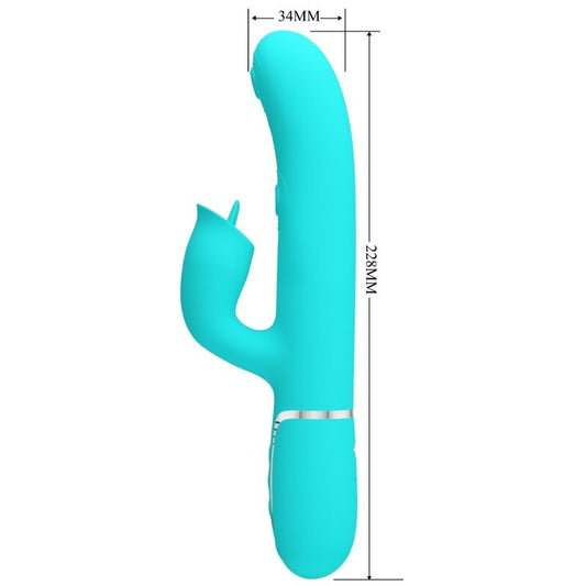 PRETTY LOVE - RABBIT VIBRATOR WITH LICKING AQUA GREEN - Kink&Play