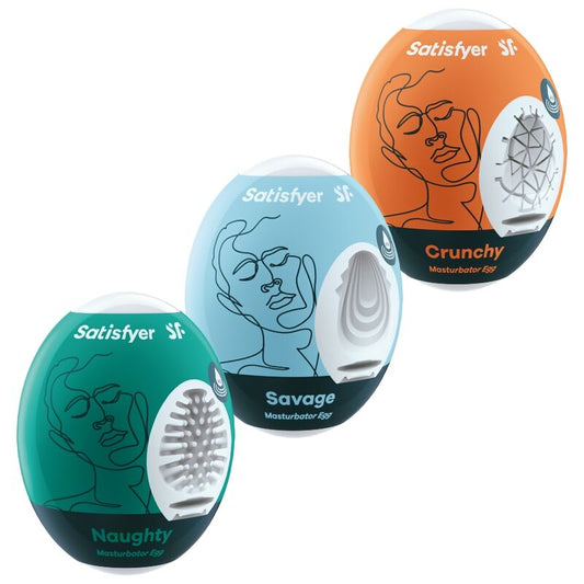 SATISFYER - 3 MASTURBATOR EGGS NAUGHTY, SAVAGE & CRUNCHY - Kink&Play
