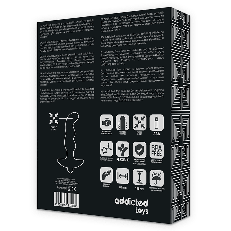 ADDICTED TOYS - ANAL MASSAGER WITH BLACK VIBRATION MODEL 2 - Kink&Play