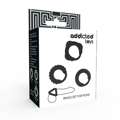 ADDICTED TOYS - C - RING SET BLACK - Kink&Play