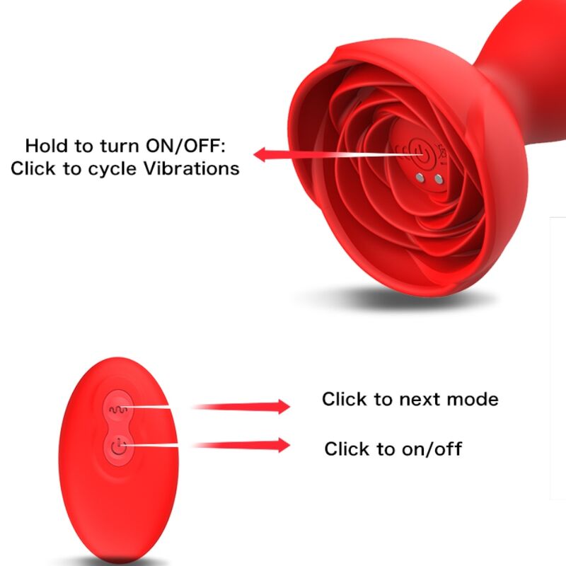 ARMONY - EXTREME A BLOOM ROSE VIBRATOR & ANAL PLUG REMOTE CONTROL RED - Kink&Play