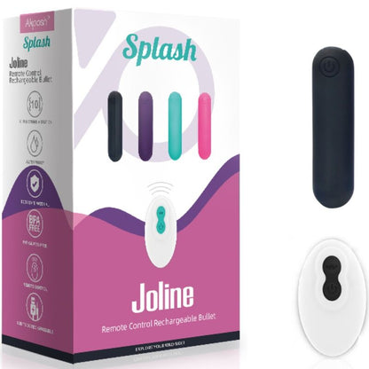 ARMONY - SPLASH JOLINE VIBRATOR BULLET SILICONE REMOTE CONTROL 10 VIBRATIONS 65 X 15 CM BLACK - Kink&Play
