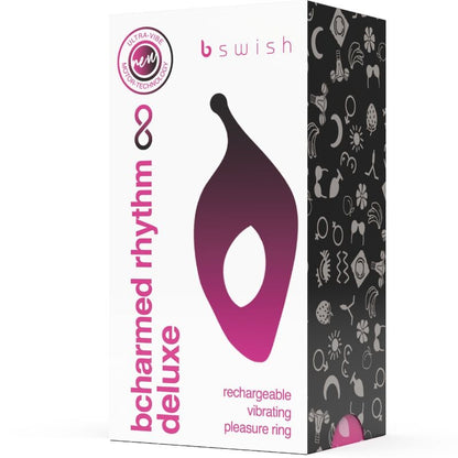 B SWISH - BCHARMED RHYTHM INFINITE DELUXE PENIS RING 15 VIBRATIONS BLACK - Kink&Play