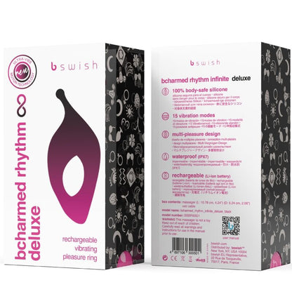 B SWISH - BCHARMED RHYTHM INFINITE DELUXE PENIS RING 15 VIBRATIONS BLACK - Kink&Play