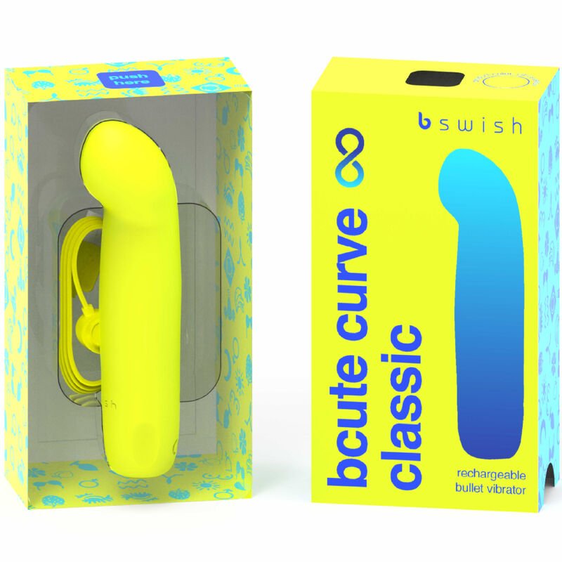 B SWISH - BCUTE CURVE INFINITE CLASSIC RECHARGEABLE SILICONE VIBRATOR YELLOW - Kink&Play