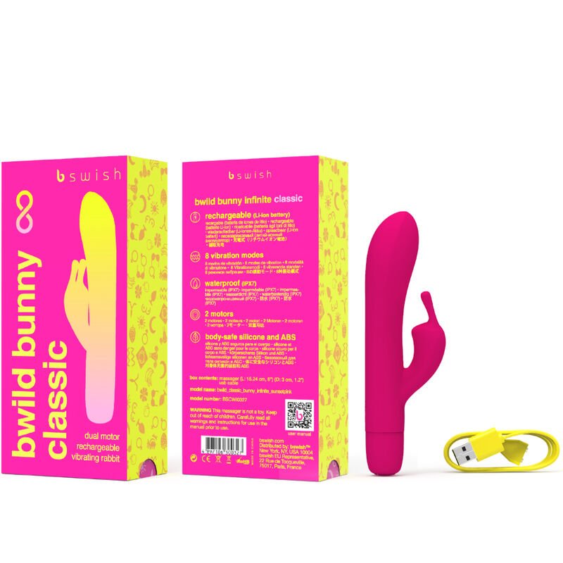 B SWISH - BWILD BUNNY INFINITE CLASSIC RECHARGEABLE VIBRATOR PINK SILICONE - Kink&Play