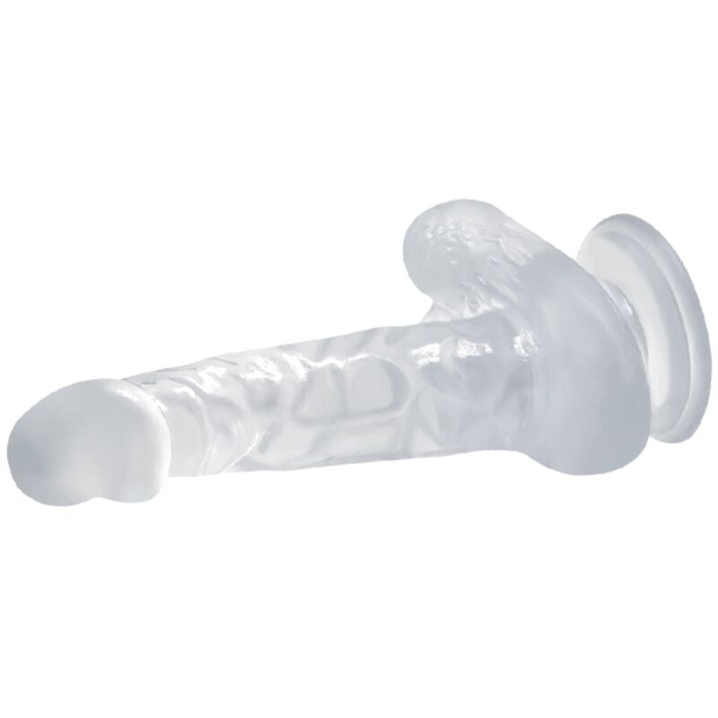 BAILE - REALISTIC DILDO WITH SUCTION CUP AND TESTICLES 16.7 CM TRANSPARENT - Kink&Play