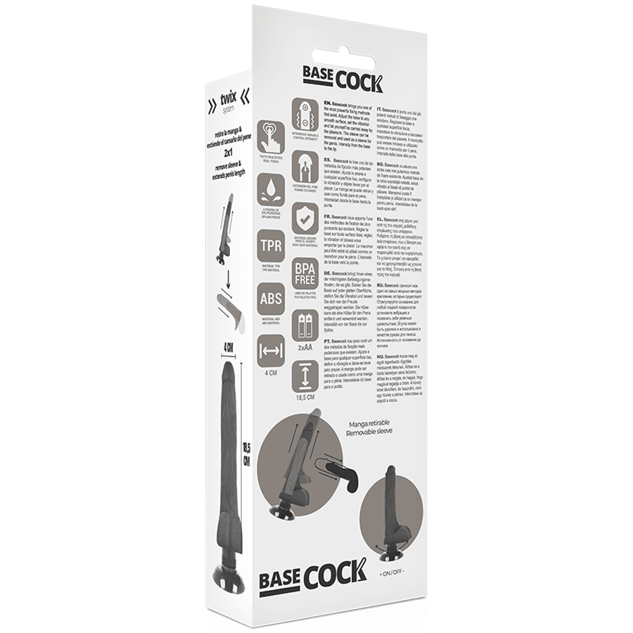 BASECOCK - REALISTIC VIBRATOR 2 - 1 FLESH 18.5 CM - O - 4 CM - Kink&Play