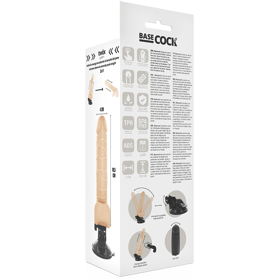 BASECOCK - REALISTIC VIBRATOR REMOTE CONTROL FLESH 18.5 CM - O - 4CM - Kink&Play