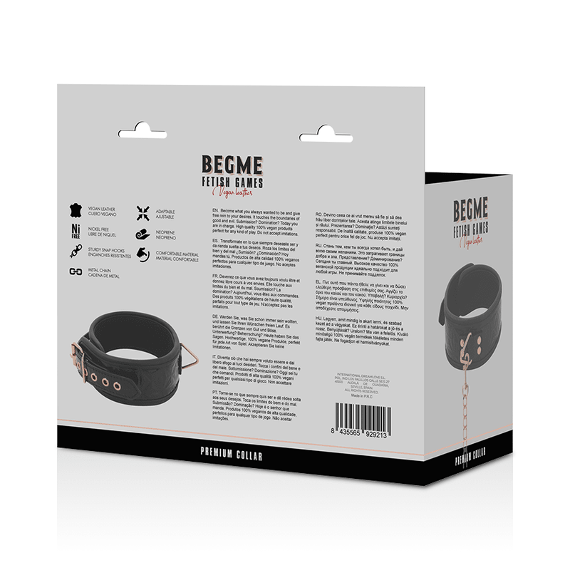 BEGME - BLACK EDITION PREMIUM VEGAN LEATHER COLLAR WITH NEOPRENE LINING - Kink&Play