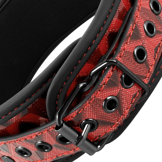 BEGME - RED EDITION COLLAR WITH NIPPLE CLAMPS WITH NEOPRENE LINING - Kink&Play