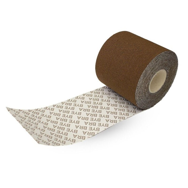 BYE - BRA - BODY TAPE 5 M X 6.5 CM + 3 PAIRS OF NIPPLE COVERS BROWN - Kink&Play