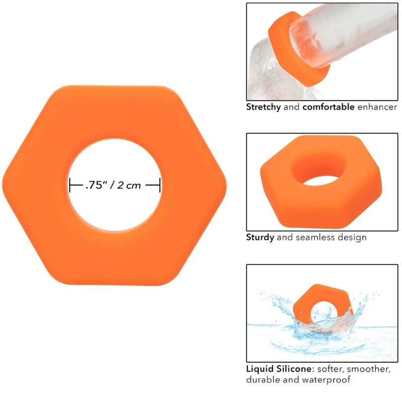 CALEXOTICS - ALPHA PROLONG SEXAGON RING ORANGE - Kink&Play