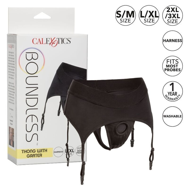 CALEXOTICS - BOUNDLESS THONG WITH GARTER S/M - Kink&Play