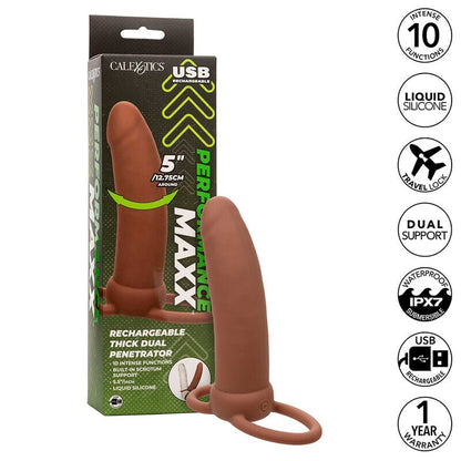 CALEXOTICS - MAXX THICK DUAL PENETRATOR 10 VIBRATIONS BROWN - Kink&Play