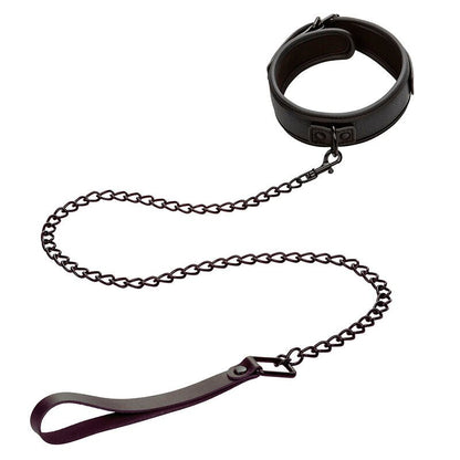 CALEXOTICS - NOCTURNAL COLLAR & LEASH LEATHER ADJUSTABLE BLACK - Kink&Play