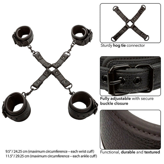 CALEXOTICS - NOCTURNAL HOG TIE CONNECTOR CUERO AJUSTABLE BLACK - Kink&Play
