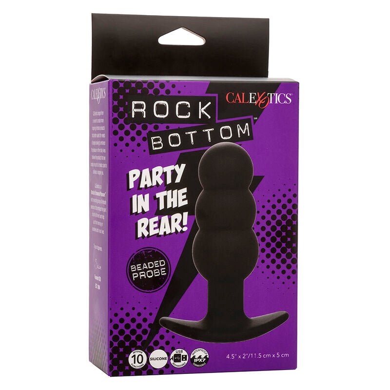 CALEXOTICS - ROCK BOTTOM BEADED ANAL PLUG 10 VIBRATIONS SILICONE BLACK - Kink&Play