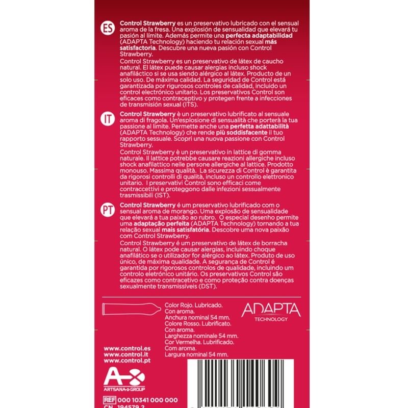 CONTROL - ADAPTS STRAWBERRY 12 UNITS - Kink&Play