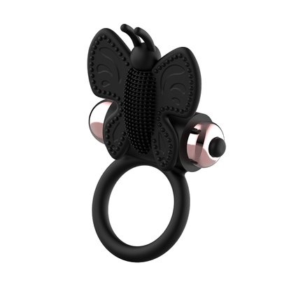 COQUETTE CHIC DESIRE - COCK RING BUTTERFLY WITH VIBRATOR BLACK/ GOLD - Kink&Play